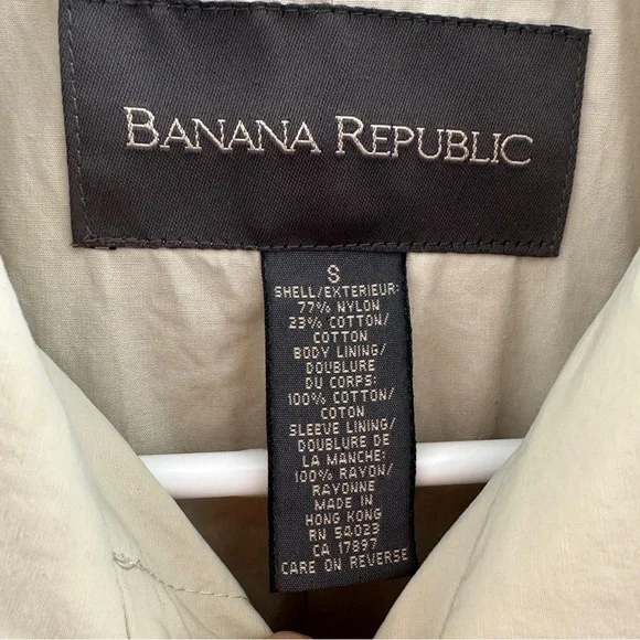 Banana Republic Khaki Rain Coat - Minimalist Quiet Luxury Trench - S - Picture 2 of 7